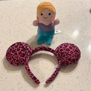 Pink Leopard Print Kids/Adults Disney Headband with Aurora PalmPal